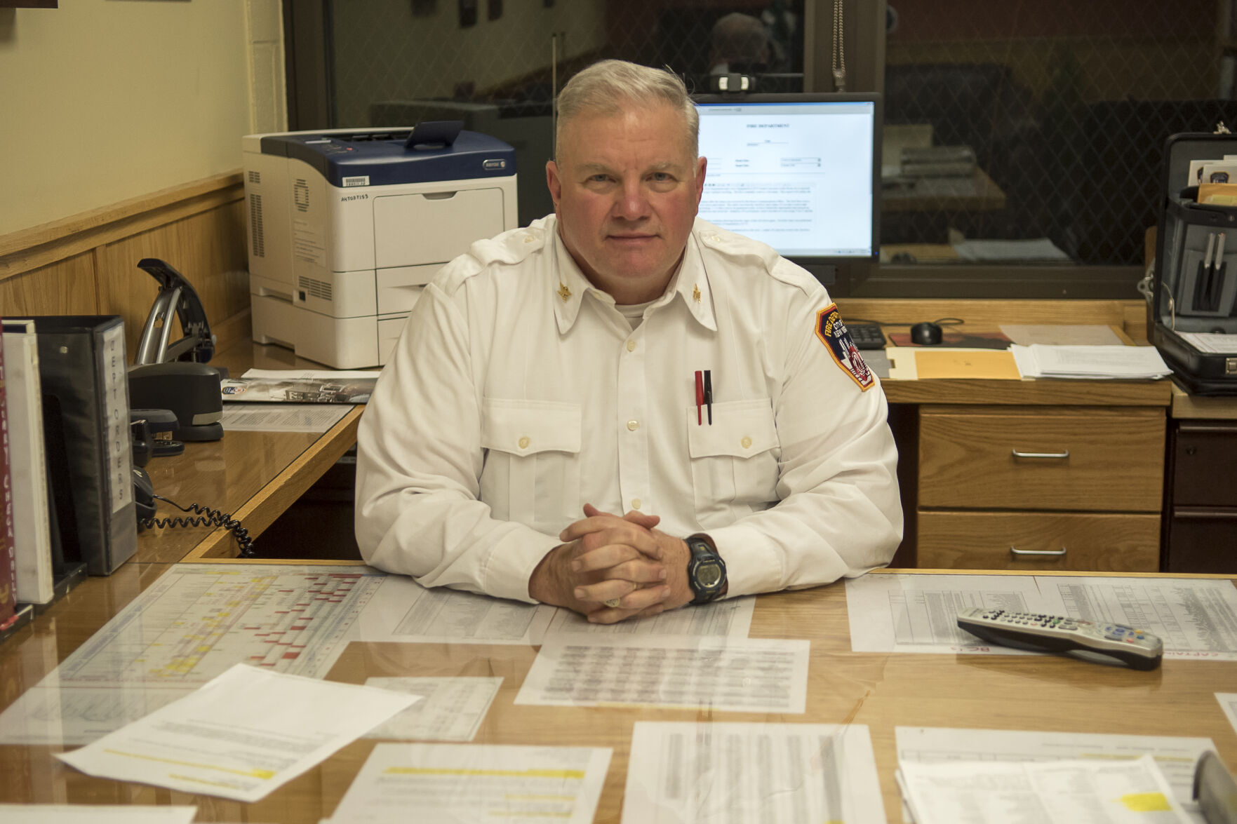 Dep Chief Jay Jonas at his desk in the Bronx.JPG